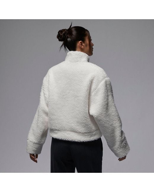Nike White (Wmns) Fuzzy High Pile Fleece Jacket Asia Sizing 'Sail'