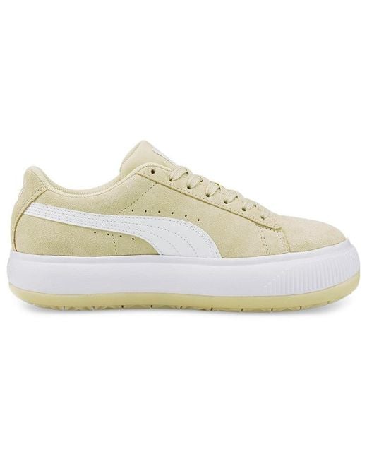 PUMA White (Wmns) Suede Mayu Thick Sole Minimalistic Casual Skateboarding Shoes