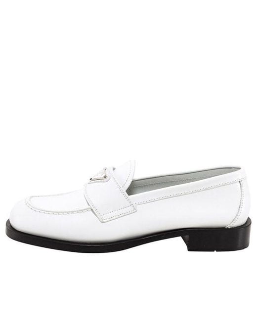 Prada White (Wmns) Patent Leather Loafers