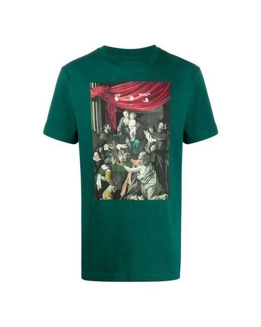 Off-White c/o Virgil Abloh Green Caravaggio Painting T-Shirt for men