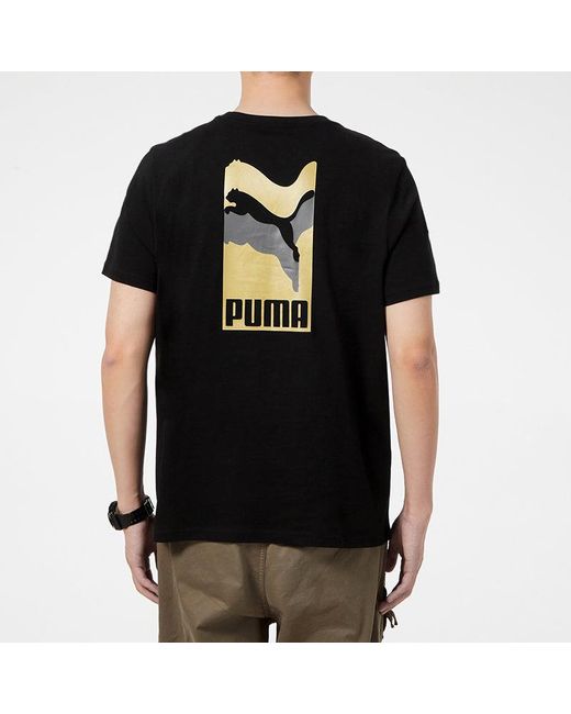 PUMA Black Alphabet Printing Casual Sports Short Sleeve for men