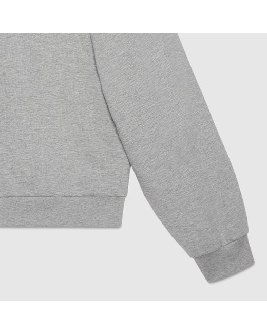 Gucci Gray Interlocking G-print Crewneck Cotton-jersey Sweatshirt for men