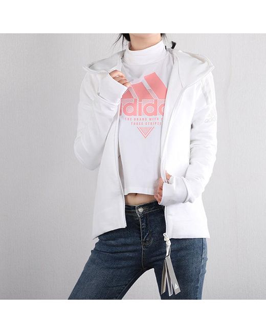 Adidas White (Wmns) Z.N.E. Three Stripes Printing Hooded Jacket