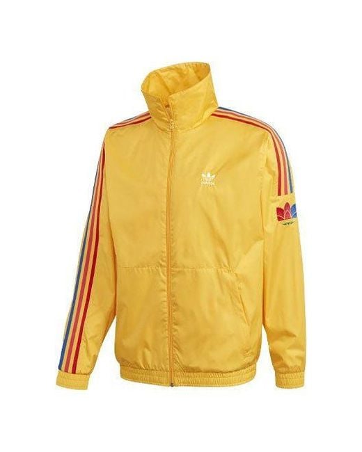 Adidas Yellow Originals Side Stripe Zipper Casual Sports Jacket for men