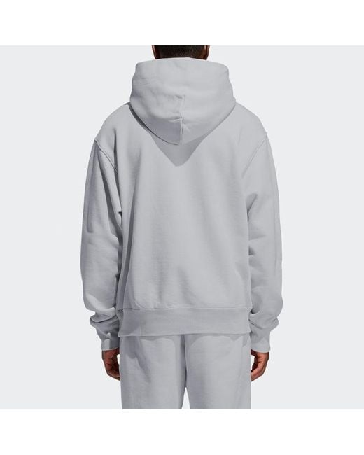 Adidas Gray Originals X Pw Basics Hood Embroidered Monogrammed Hooded Sweater