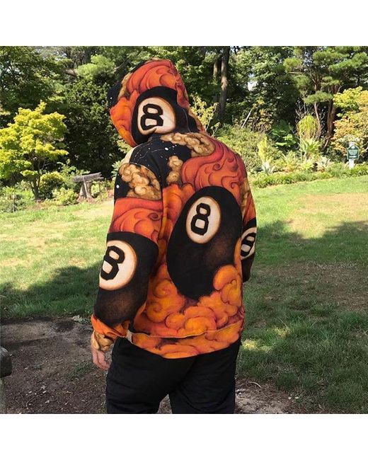 Supreme Orange Fw19 Week 1 Martin Wong 8-Ball Hooded Sweatshirt for men