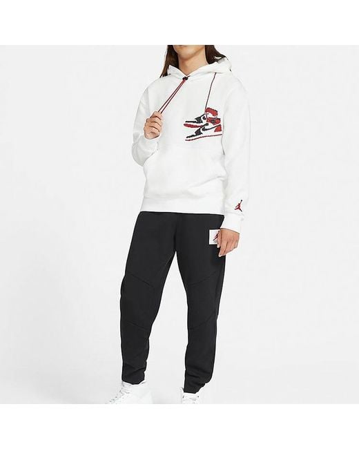 Nike White Jumpman Holiday Sports Hooded Pullover For for men