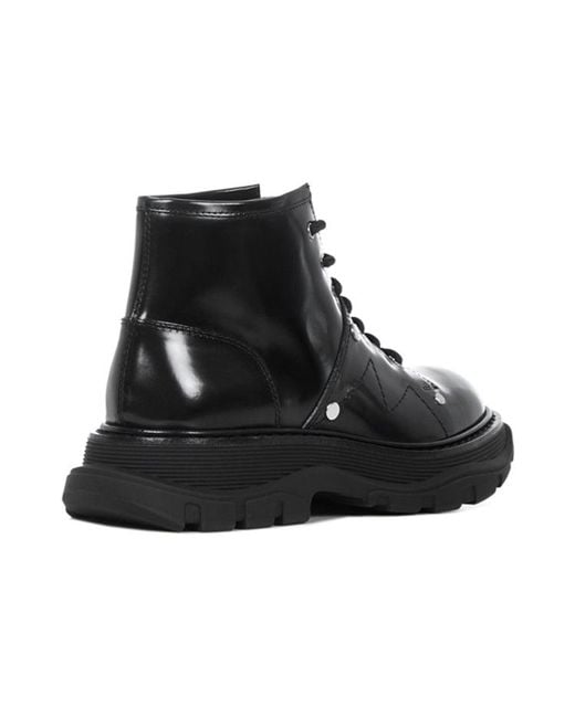 McQueen Black Ankle Leather Boot for men