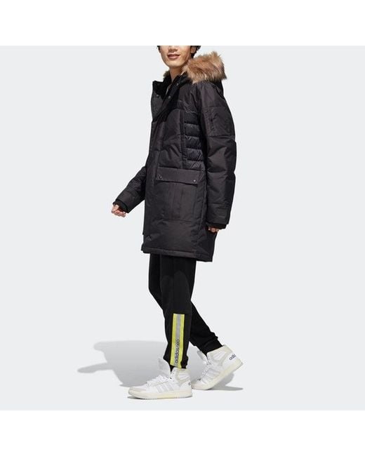 Adidas Blue Neo Sports Hooded Down Jacket for men