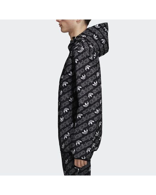 Adidas Blue Originals Full Print Athleisure Casual Sports Hooded Woven Windproof Outdoor Jacket for men