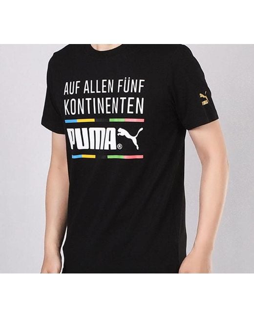 PUMA Black Alphabet Round Neck Short Sleeve for men