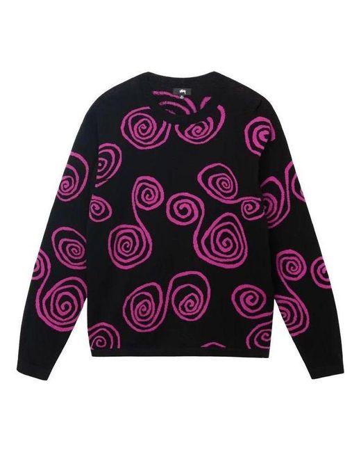 Stussy Purple Spiral Knit Sweater for men