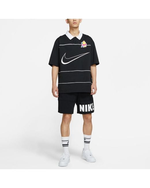 Nike Black Sportswear Contrasting Colors Athleisure Casual Sports Short Sleeve Polo Shirt for men
