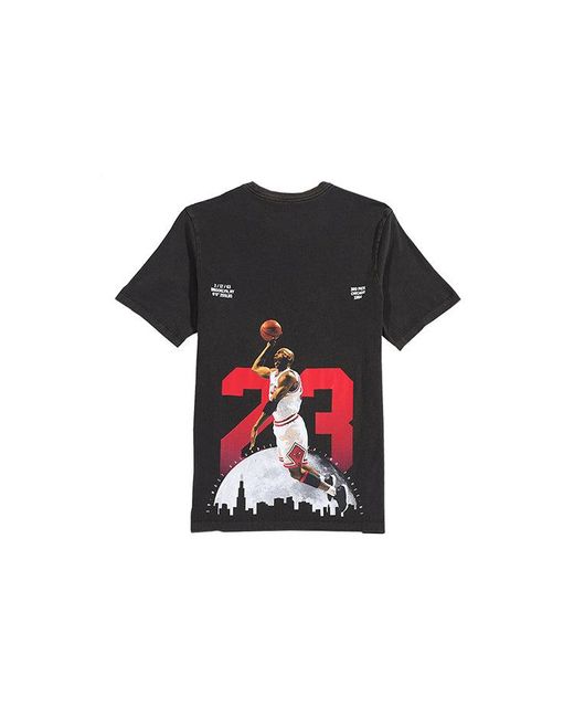 Nike Black Back Printing Flying Retro Short Sleeve Distress for men