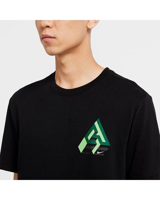 Nike Black Dri-Fit Giannis Logo Basketball Short Sleeve T-Shirt for men