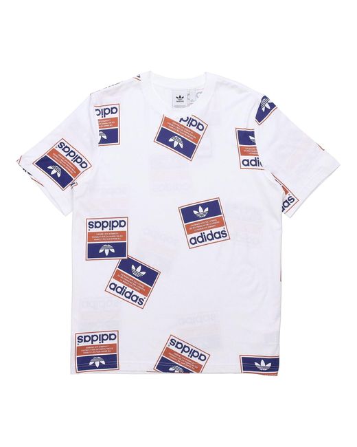 Adidas White Originals Stckerbomb Tee Round Neck Short Sleeve for men