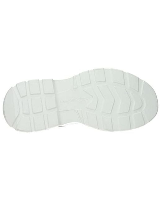 McQueen White Tread Suede-Panelled Leather Trainers for men