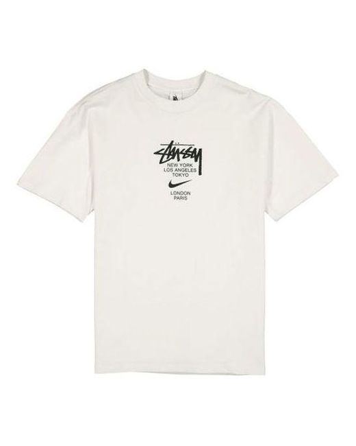 Nike White X Stussy Crossover Logo Round Neck Pullover Sweatshirt for men