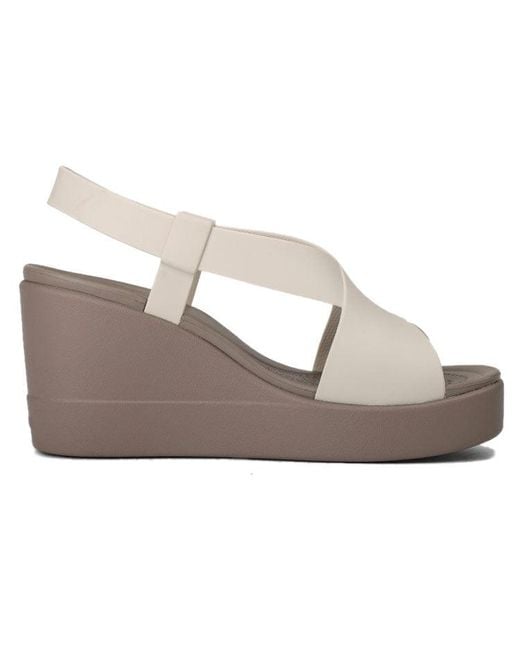 CROCSTM Brown Brooklyn Lightweight Cement Gray Sandals