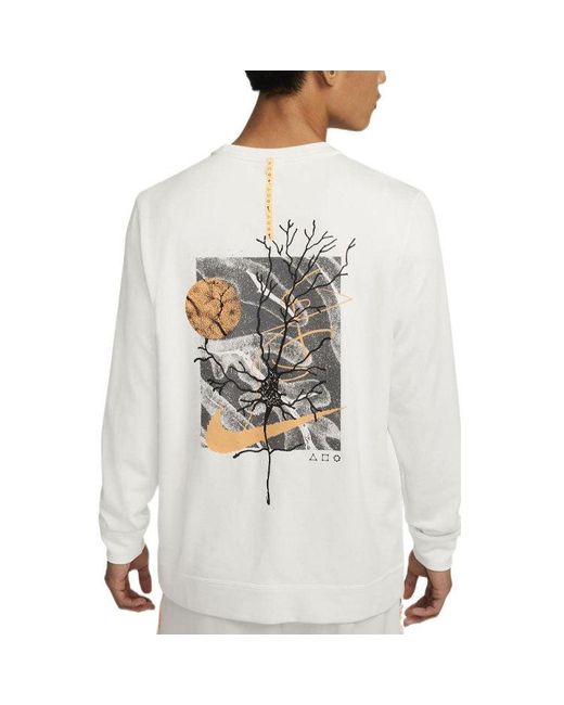 Nike White Dry-Fit Dye Fleece Graphic Sweatshirt for men