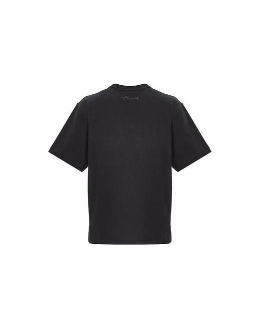 Adidas Black Y-3 Alphabet Logo Casual Short Sleeve T-Shirt for men