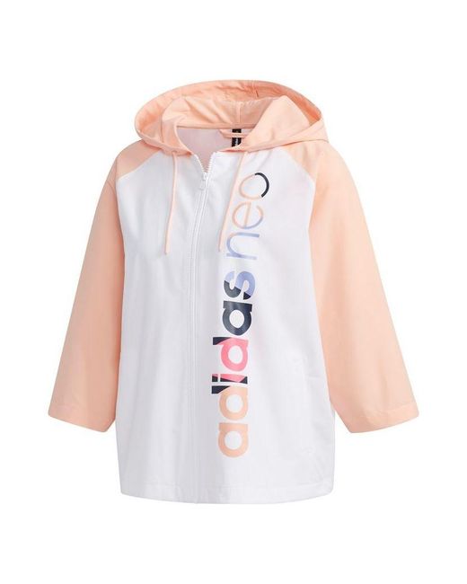 Adidas White (Wmns) Neo Sleeve Hooded Sports Jacket
