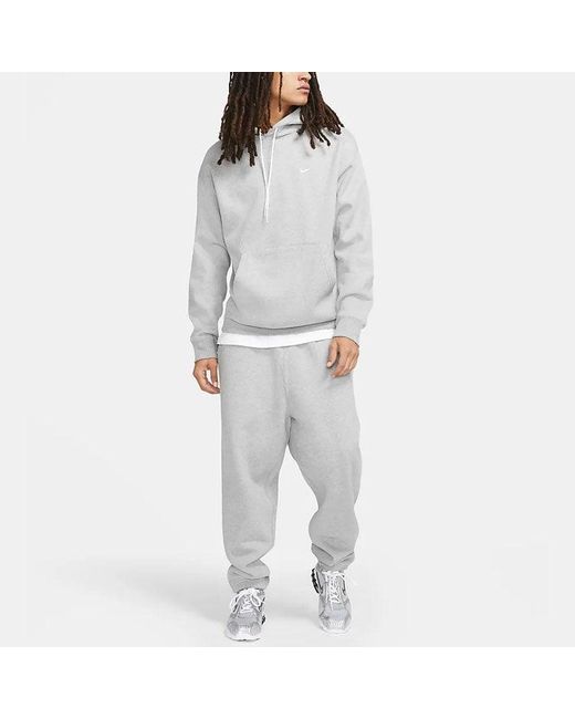 Nike Gray Logo Embroidered Solid Color Fleece Lined Casual for men