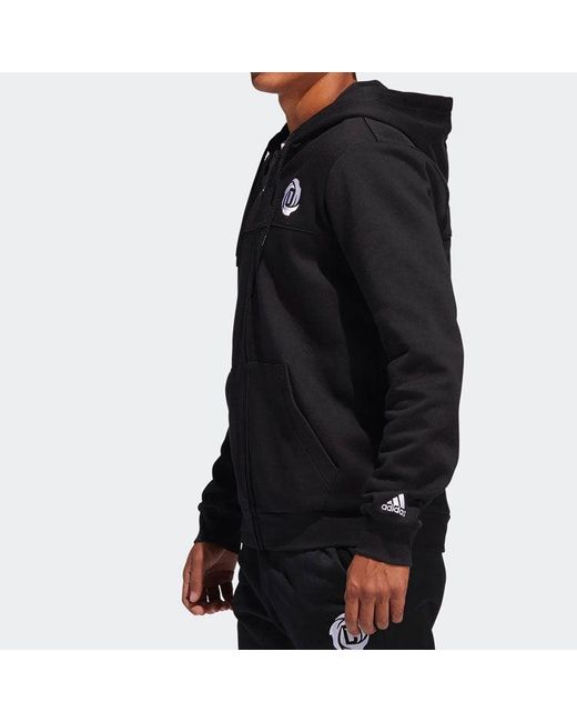 Adidas Black Solid Color Zipper Hooded Jacket for men