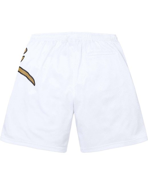 Supreme White Big Script Mesh Shorts for men