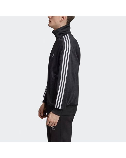 Adidas Blue Originals Stand Collar Athleisure Casual Sports Stripe Jacket for men