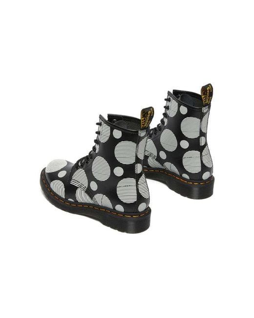 Dr. Martens Black (Wmns) Dr.Martens 1460 Polka Dot Smooth Leather Lace Up Boots