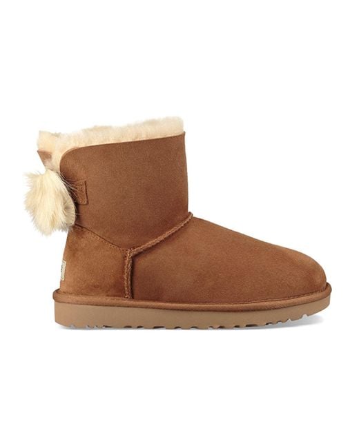 Ugg Fluff Bow Mini Fleece Lined Brown