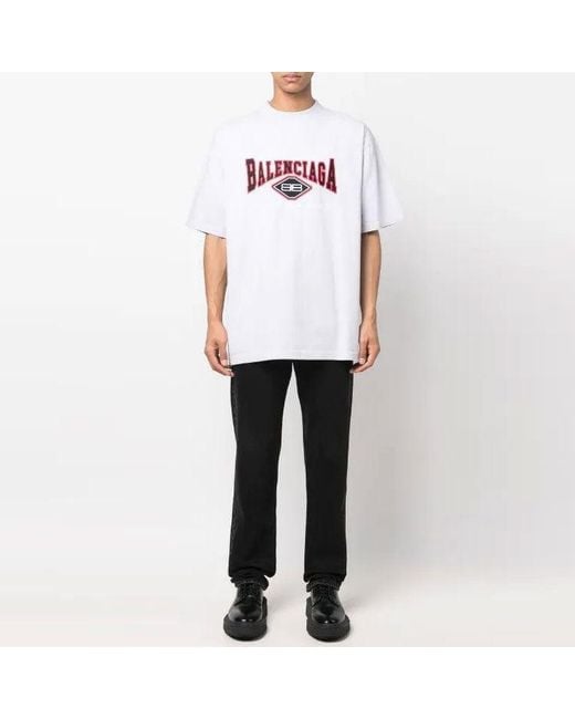 Balenciaga White Bb Authentic Jersey Apparel T-Shirt Large Fit 'Light'