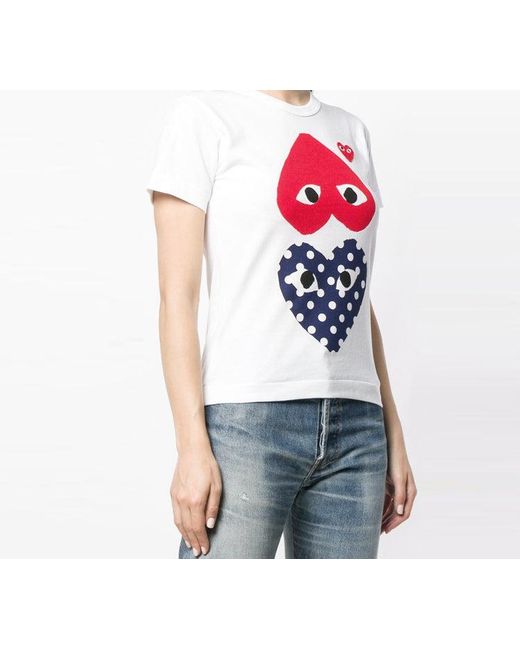 COMME DES GARÇONS PLAY White (Wmns) Polka Dot Upside Down Tee