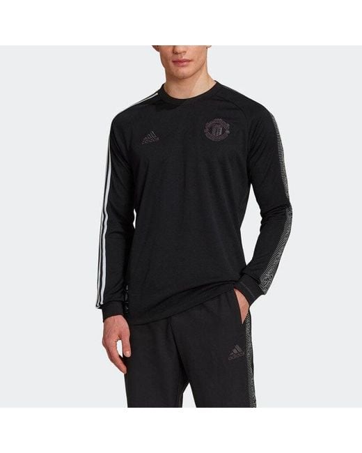 Adidas Black Stripe Round Neck Long Sleeves T-Shirt for men