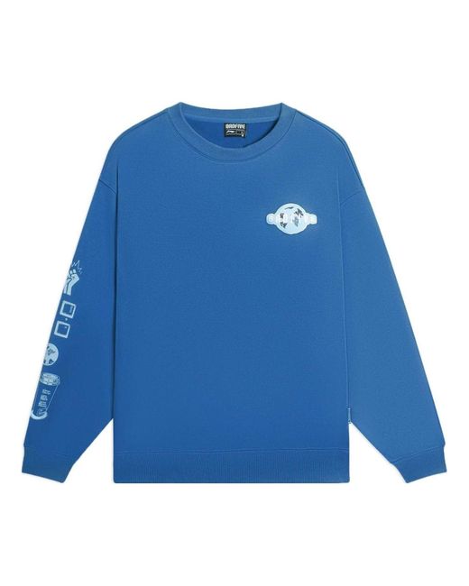 Li-ning Blue Badfive Graphic Sweatshirt for men