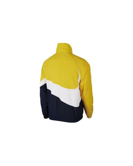 Nike Yellow Zipper Knitted Colorblock Sports Windproof Jacket for men
