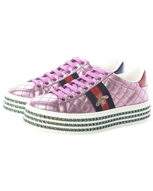 Gucci Pink (Wmns) Ace Platform With Crytals