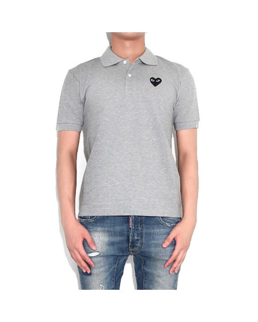 COMME DES GARÇONS PLAY Gray Polo Emblem for men