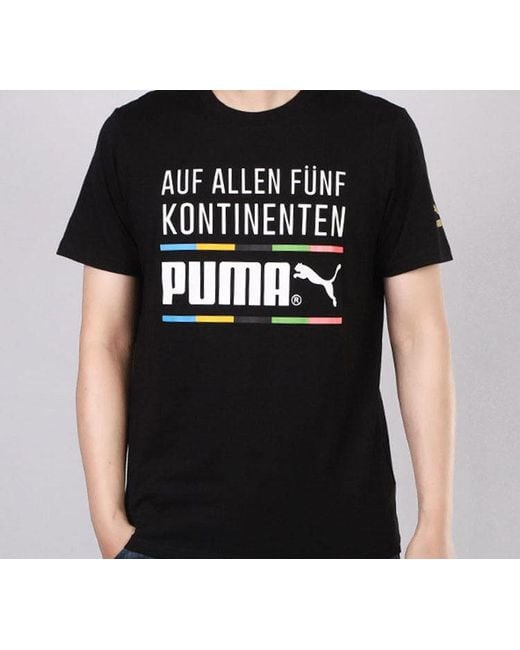 PUMA Black Alphabet Round Neck Short Sleeve for men