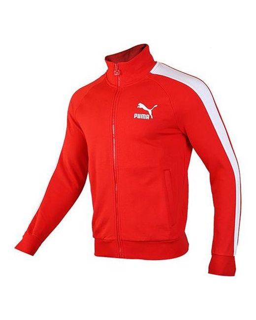 PUMA Red Iconic Minimalistic Casual Stand Collar Jacket for men