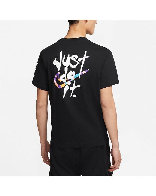Nike Black Sportswear Print Casual Sports Short Sleeve for men