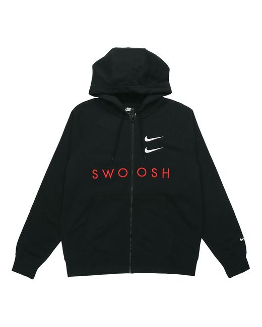 Nike Black As Sportswear Swoosh Hoodie Fz Ft for men