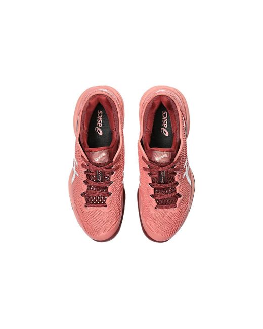 Asics Red Court Flytefoam 3 Tennis Shoes