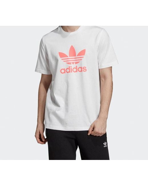 Adidas White Originals Chest Logo Sports Short Sleeve Flash for men