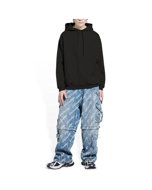 Balenciaga Black Logo Hoodie Medium Fit 'Washed' for men