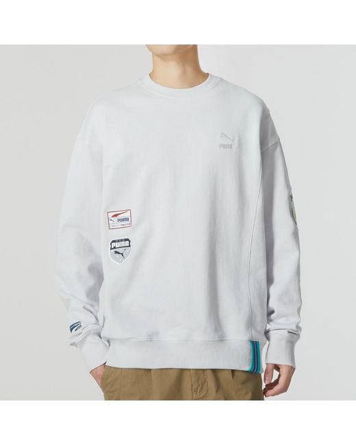 PUMA White Team Badge Crew Sweater for men