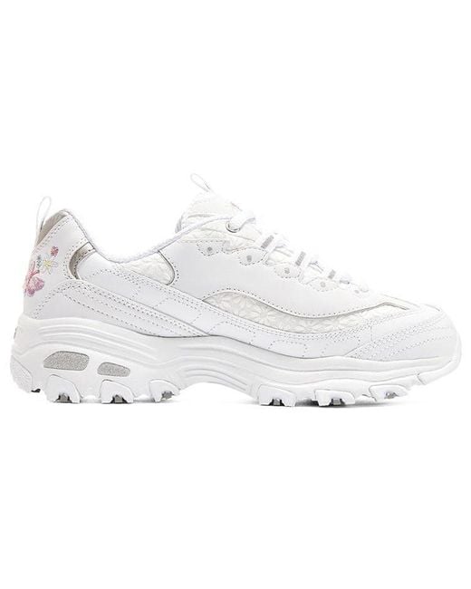 Skechers White (Wmns) D'Lites 1.0 Running Shoes