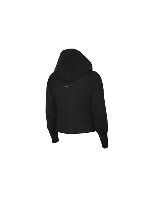 Nike Black (Wmns) Yoga Luxe Solid Color Short Long Sleeves Hoodie