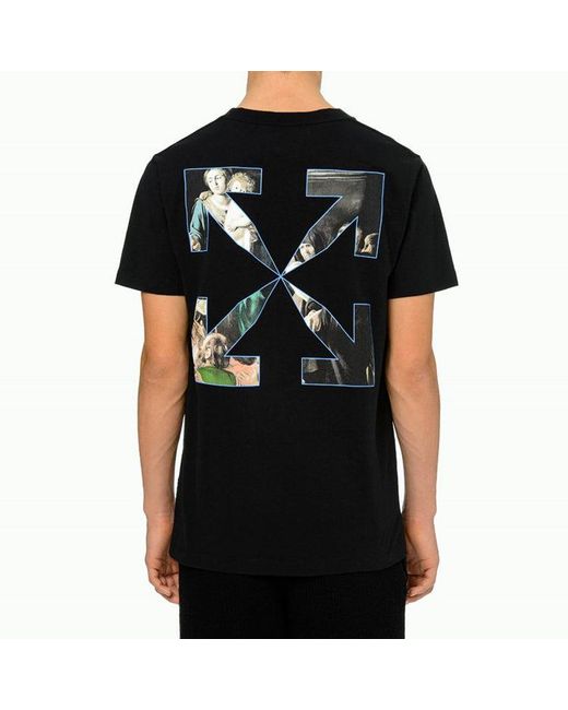 Off-White c/o Virgil Abloh Black Fw20 Caravag Painting Short Sleeve Slim for men